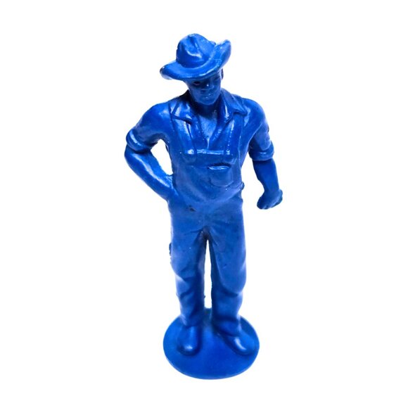 Vintage Auburn Rubber Blue Plastic Farmer & Wife Farm Figures People Set USA - Picture 1 of 2